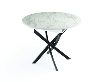 Круглый стол на кухню 55.04 Адажио, мрамор белый/белый/металл черный во Владивостоке