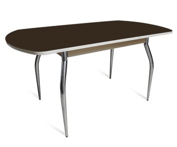 Кухонный стол раскладной ПГ мини СТ2, дуб молочный/черное стекло/35 хром гнутые металл в Артеме