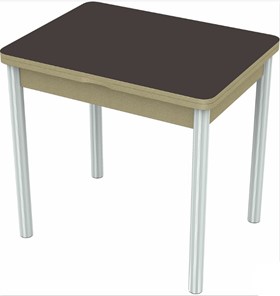 Кухонный раскладной стол Бари хром №6 (стекло коричневое/дуб выбеленный) в Артеме