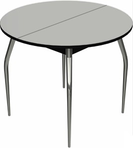 Круглый стол на кухню Ривьера исп. круг хром №5 (стекло белое/черный) в Артеме