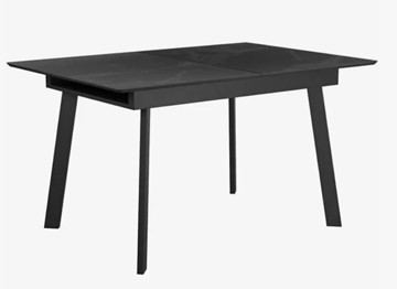 Стеклянный стол раздвижной  DikLine SFH125 стекло Оптивайт Черный мрамор/подстолье черное в Находке