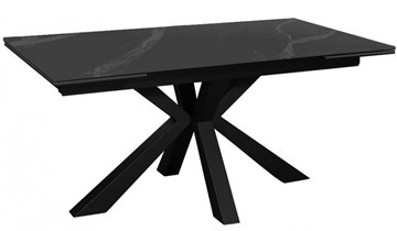 Керамический кухонный стол раздвижной DikLine SFE140 Керамика Черный мрамор/подстолье черное/опоры черные (2 уп.) во Владивостоке