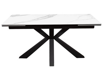 Стол раздвижной раздвижной DikLine SFE160 Керамика Белый мрамор/подстолье черное/опоры черные (2 уп.) в Артеме