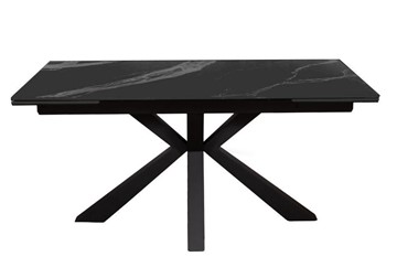 Керамический обеденный стол раздвижной DikLine SFE160 Керамика Черный мрамор/подстолье черное/опоры черные (2 уп.) во Владивостоке