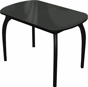 Обеденный овальный стол Ривьера исп.1 дерево №1 (стекло черное/черный) в Находке