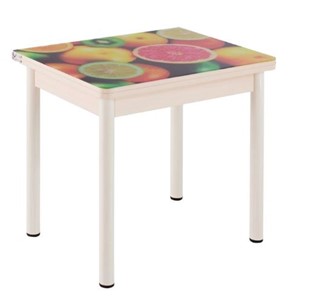 Кухонный пристенный стол СПА-02 СТФ, дуб молочный ЛДСП/стекло фрукты/36 прямые трубки крашеные белые в Находке
