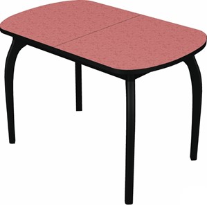 Овальный стол на кухню Ривьера мини дерево №1, пластик (цветы красные/черный) в Артеме