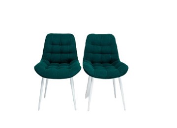 Комплект из 2-х  мягких стульев для кухни Комфорт изумрудный белые ножки во Владивостоке