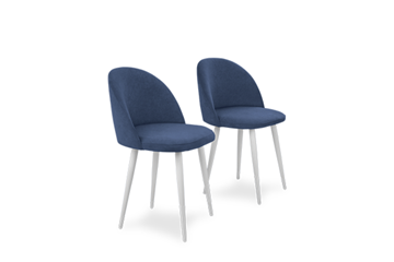Комплект из 2-х обеденных стульев Лайт синий белые ножки в Артеме