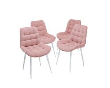 Комплект из 4-х обеденных стульев Brendoss Комфорт розовый белые ножки в Артеме