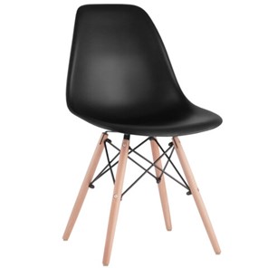 Комплект обеденных стульев 4 шт. BRABIX "Eames CF-010", пластик черный, опоры дерево/металл, 532631, 2033A в Находке