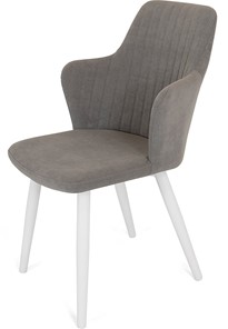 Обеденный стул Кубика Йорк, ноги белые круглые XXL (R38)/велюр T180 Светло-серый в Артеме