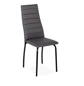 Обеденный стул Волна, прошивка горизонтально, каркас металл черный, экотекс серый во Владивостоке