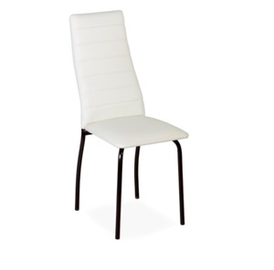 Обеденный стул Волна, прошивка горизонтально, каркас металл коричневый, экотекс белый во Владивостоке