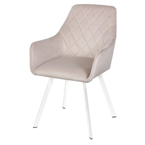 Мягкий стул-кресло Мадрид СРП-056 эмаль белая Веллюто бежевый в Артеме