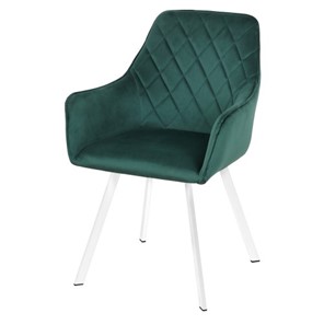 Мягкий стул-кресло Мадрид СРП-056 эмаль белая Веллюто темно-зеленый в Артеме