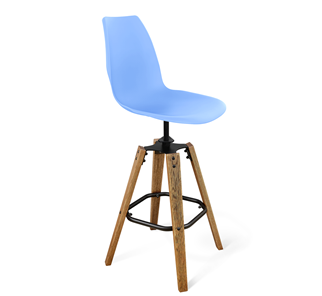 Барный стул SHT-ST29/S93 (голубой pan 278/брашированный коричневый/черный муар) в Находке