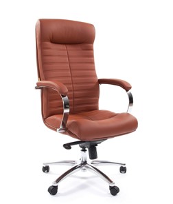 Кресло компьютерное CHAIRMAN 480 Экокожа Terra 111 (коричневая) в Находке
