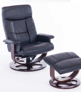 Кресло компьютерное ДамОфис J6011 для релаксации нат. кожа / дерево, черный в Артеме