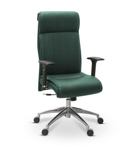 Кресло в офис Dark (подлокотники 3D) натуральная кожа с компаньоном / зеленая NL30 в Артеме
