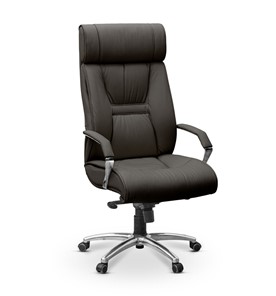 Кресло в офис Олимп X (подлокотники хром) натуральная кожа с компаньоном / черная в Артеме