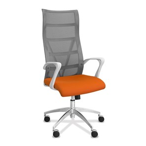 Кресло для руководителя Топ X белый каркас, сетка/ткань TW / серая/оранжевая в Артеме