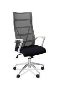 Кресло офисное Топ X белый каркас, сетка/ткань TW / серая/черная во Владивостоке