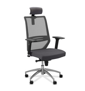 Офисное кресло Aero lux с подголовником, сетка/ткань Сахара / серая/серая в Артеме