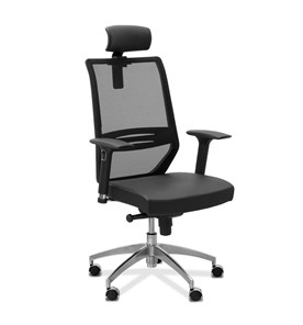 Кресло для руководителя Aero lux с подголовником, сетка/ткань TW / черная/черная в Артеме