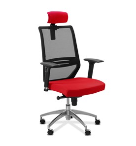 Офисное кресло Aero lux с подголовником, сетка/ткань TW / черная/красная в Артеме