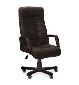 Офисное кресло Атлант W, экокожа премиум / тёмно-коричневая CN1113/ дерево - венге в Артеме