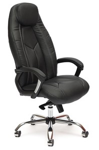 Кресло компьютерное BOSS Lux, кож/зам, черный/черный перфорированный, арт.9160 в Артеме