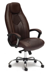 Офисное кресло BOSS Lux, кож/зам, коричневый/коричневый перфорированный, арт.9816 в Артеме