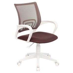 Офисное кресло Brabix BRABIX "Fly MG-396W", с подлокотниками, пластик белый, сетка, коричневое, 532398, MG-396W_532398 в Артеме