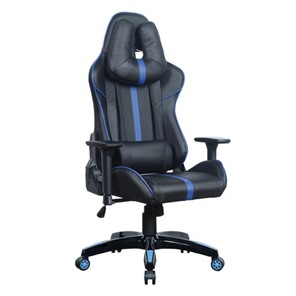Офисное кресло BRABIX "GT Carbon GM-120", две подушки, экокожа, черное/синее, 531930 в Находке