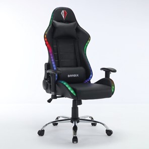 Кресло офисное BRABIX "Lumen GM-150 RGB", подсветка, две подушки, экокожа, черное, 532801 в Артеме