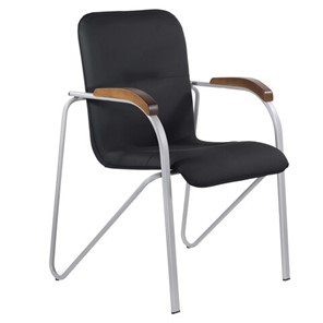 Офисное кресло BRABIX "Samba CF-104", серый каркас, накладки "орех", кожзам черный, собрано, 532759 в Артеме