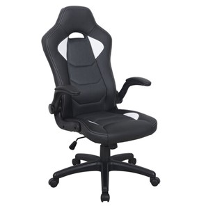 Офисное кресло BRABIX "Skill GM-005", откидные подлокотники, экокожа, черное/белое, 532493 в Артеме