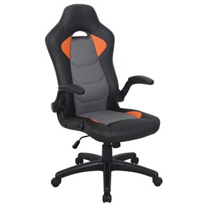 Офисное кресло Brabix BRABIX "Skill GM-005", откидные подлокотники, экокожа, черное/оранжевое, 532495 в Артеме