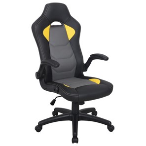 Офисное кресло BRABIX "Skill GM-005", откидные подлокотники, экокожа, черное/желтое, 532494 в Находке
