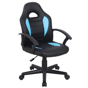 Офисное кресло BRABIX "Spark GM-201", экокожа, черное/голубое, 532505 во Владивостоке