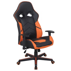 Офисное кресло BRABIX "Storm GM-006", регулируемые подлокотники, экокожа, черное/оранжевое, 532502 в Уссурийске