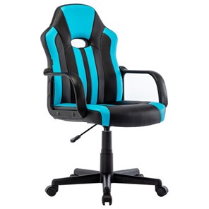 Офисное кресло Brabix BRABIX "Stripe GM-202", экокожа, черное/голубое, 532509 в Артеме