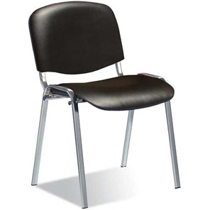 Офисный стул ДамОфис ISO ноги хром +черный кожзам в Находке