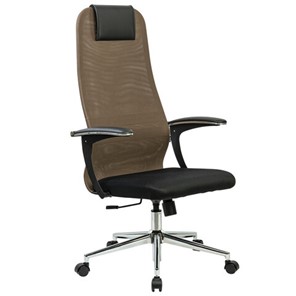 Офисный стул Brabix BRABIX PREMIUM "Ultimate EX-801" хром, плотная двойная сетка Х2, черное/коричневое, 532920 в Артеме