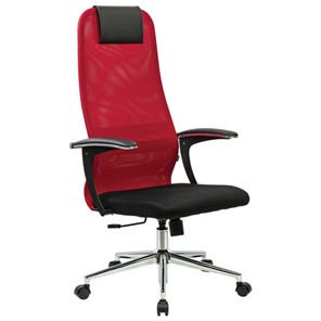 Офисный стул Brabix RABIX PREMIUM "Ultimate EX-801" хром, плотная двойная сетка Х2, черное/красное, 532921 в Артеме