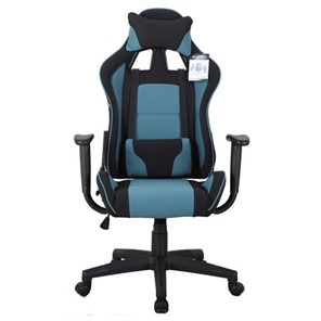 Компьютерное кресло Brabix GT Racer GM-100 (две подушки, ткань, черное/голубое) 531818 в Находке