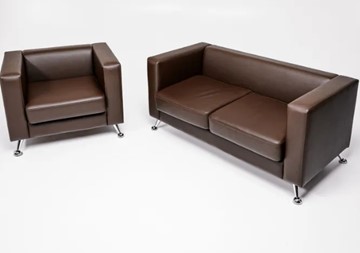Комплект мебели Альбиони коричневый кожзам  диван 2Д + кресло в Уссурийске