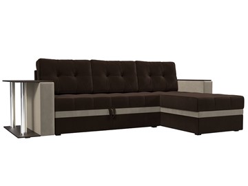 Угловой диван для гостиной Атланта М, Коричневый/Бежевый (микровельвет) во Владивостоке