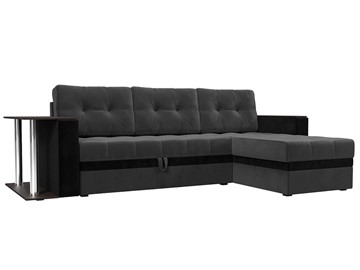 Угловой раскладной диван Атланта М, Серый/Черный (велюр) во Владивостоке